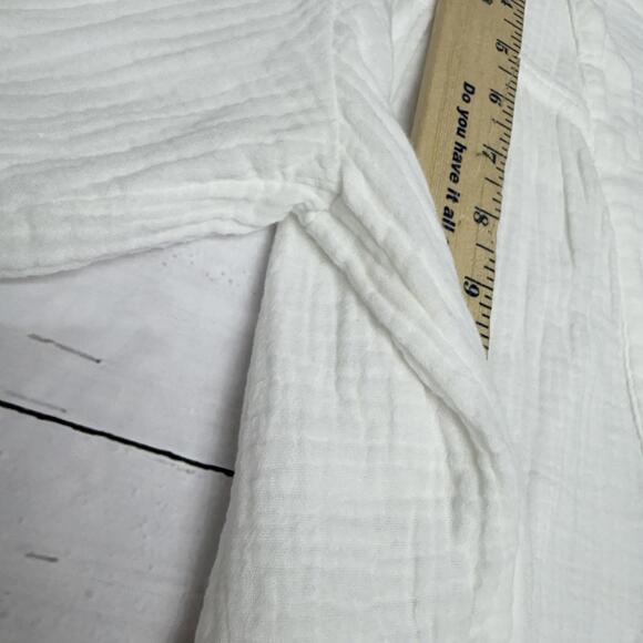 Free People Gauze Peasant Blouse Raw Hem White XS Boho Chic - Picture 10 of 11